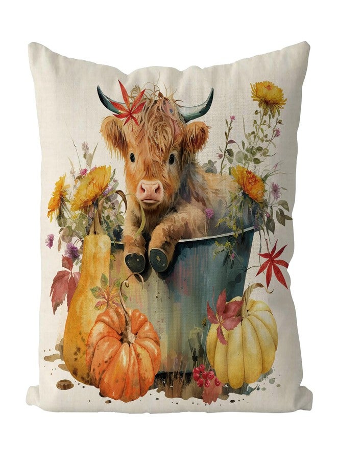 GAGEC Fall Pillow Covers 18x18 Inch Flowers Cow Fall Pumpkins Throw Pillowcase Funny Autumn Holiday Home Decor Sofa Bedroom Cushion Case Outdoor Indoor Decorations - Image 1