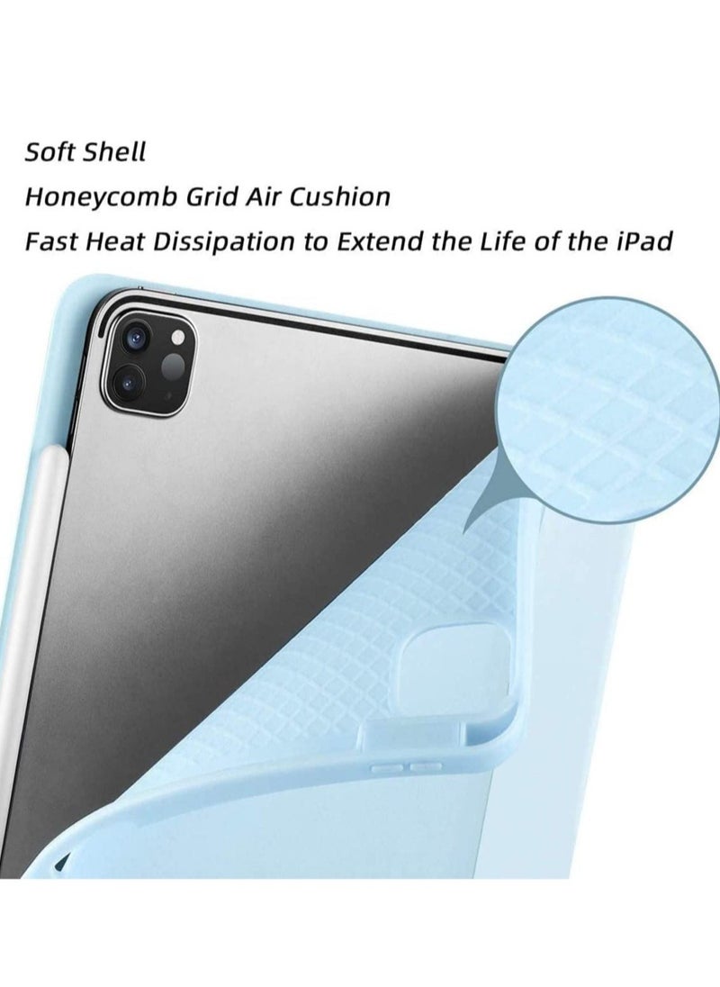Case for iPad Pro 11 Inch 2021(3rd Gen)/2020(2nd Gen) with Pencil Holder [Support iPad 2nd Pencil Charging/Pair] Slim Trifold Stand, Smart Protective Case Cover (Light Blue) - Image 2
