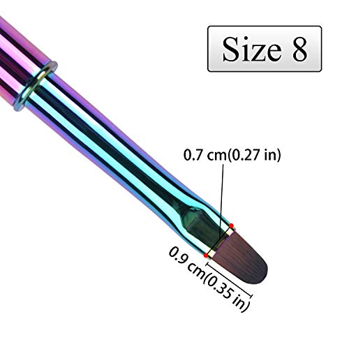 Ycyan 1Pcs Oval UV Gel Nail Brush Rhinestone Handle Professional Nail Art Tools Size 8 Multi-colored - Image 5