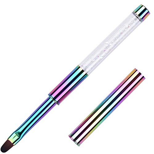 Ycyan 1Pcs Oval UV Gel Nail Brush Rhinestone Handle Professional Nail Art Tools Size 8 Multi-colored - Image 1