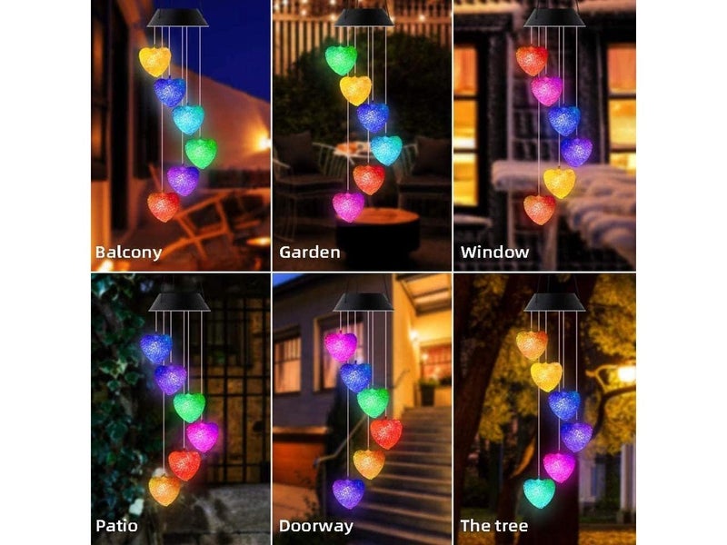Natchcart Natchcart Plastic Decorative Hanging Solar Wind Chimes Led Color Changing Outdoor Indoor Waterproof Wind Mobile Lights For Balcony Garden Decor Great Gift Ideas Heart Multi Color  - Image 4
