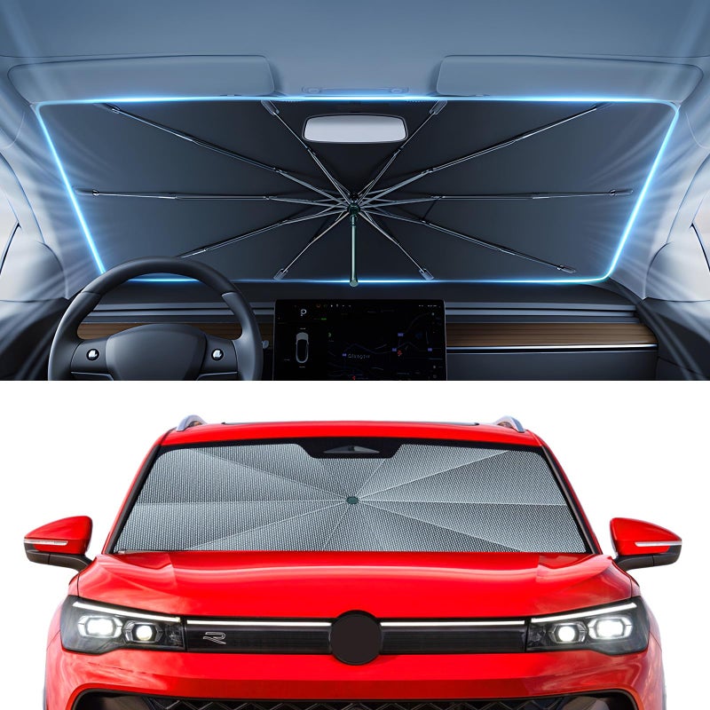 Autorder Windshield Sun Shade Umbrella for 20252026 Volkswagen VW Tiguan AccessoriesUpgraded Ice Crystal MaterialEasy Setup Umbrella Sunshade for Car Windshield100 Sun Blocking - Image 2