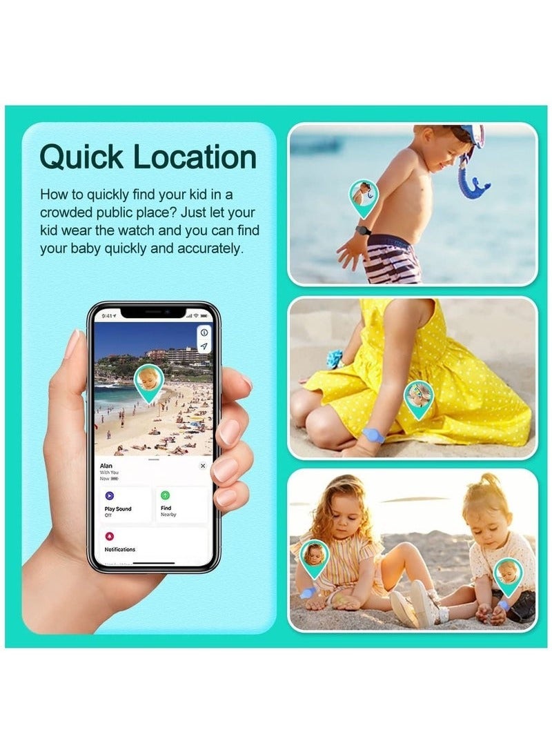 Geustos 2 Pack Airtag Bracelet for Kids Waterproof Silicone Wristband Full Case Cover for Apple Airtag Holder Anti Lost Watch Band Hidden Accessories for Toddler Child Strap - Image 4