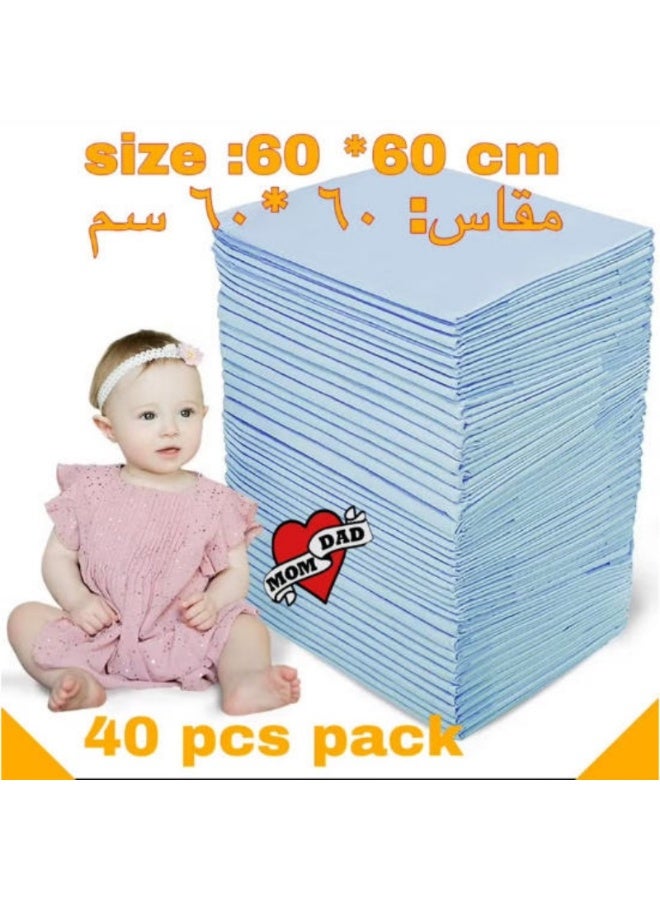 SHENGHUI 40 Pieces 60x60 cm Large Disposable Changing Pad Leak-Proof Underpad Bed Table Protector Mat, Soft Non-Woven Fabric - Image 1
