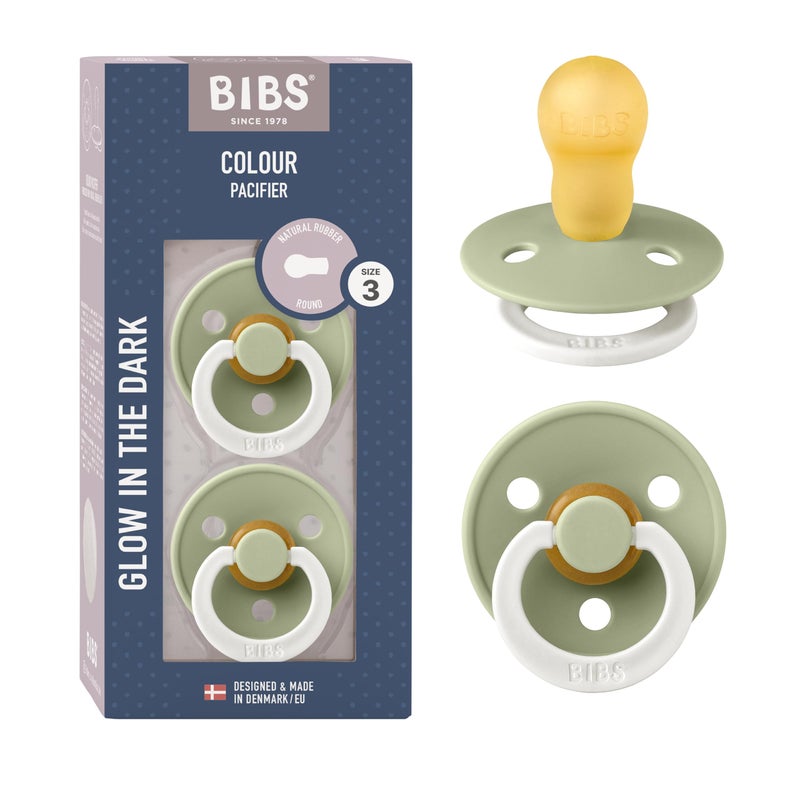 BIBS Pacifiers Colour Collection | Natural Rubber Baby Pacifier | Set of 2 BPA-Free Soothers | Made in Denmark | 18+ Months (Pack of 2) | Sage Night Tie Dye - Image 1