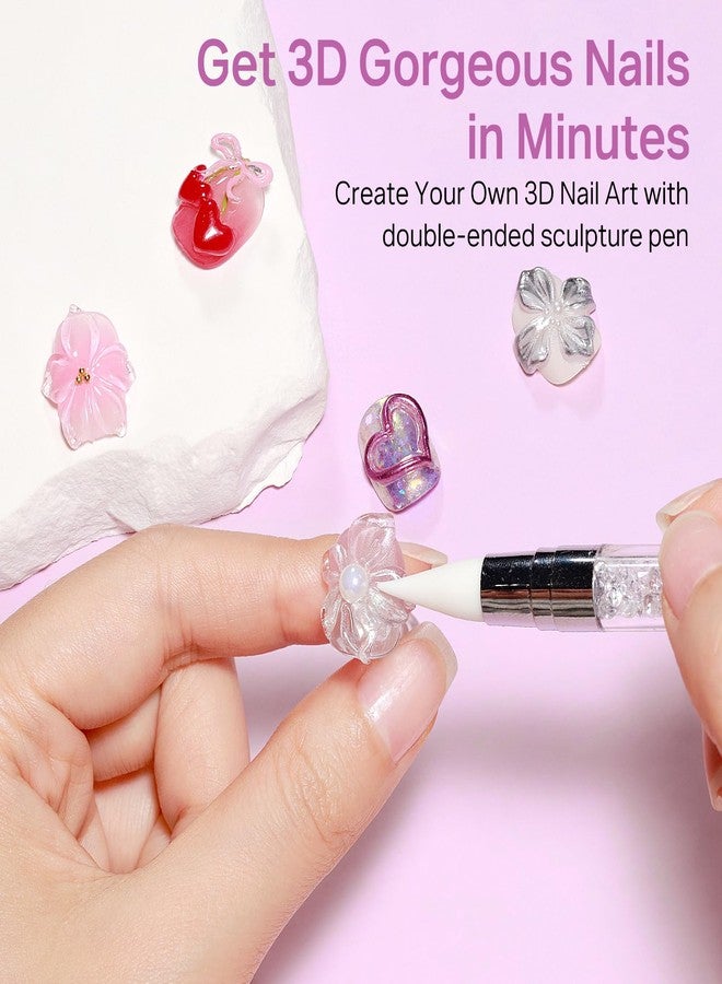 MIZHSE Clear 3D Sculpting Gel for Nail Art, 4 in 1 Non-sticky 3D Gel Nail Art Carving Molding Gels with Ocean Nail Charms Soak Off U V Sculpture Gels for Home DIY Salon Manicure - Image 5