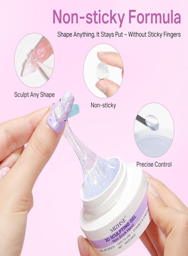 MIZHSE Clear 3D Sculpting Gel for Nail Art, 4 in 1 Non-sticky 3D Gel Nail Art Carving Molding Gels with Ocean Nail Charms Soak Off U V Sculpture Gels for Home DIY Salon Manicure - Image 4