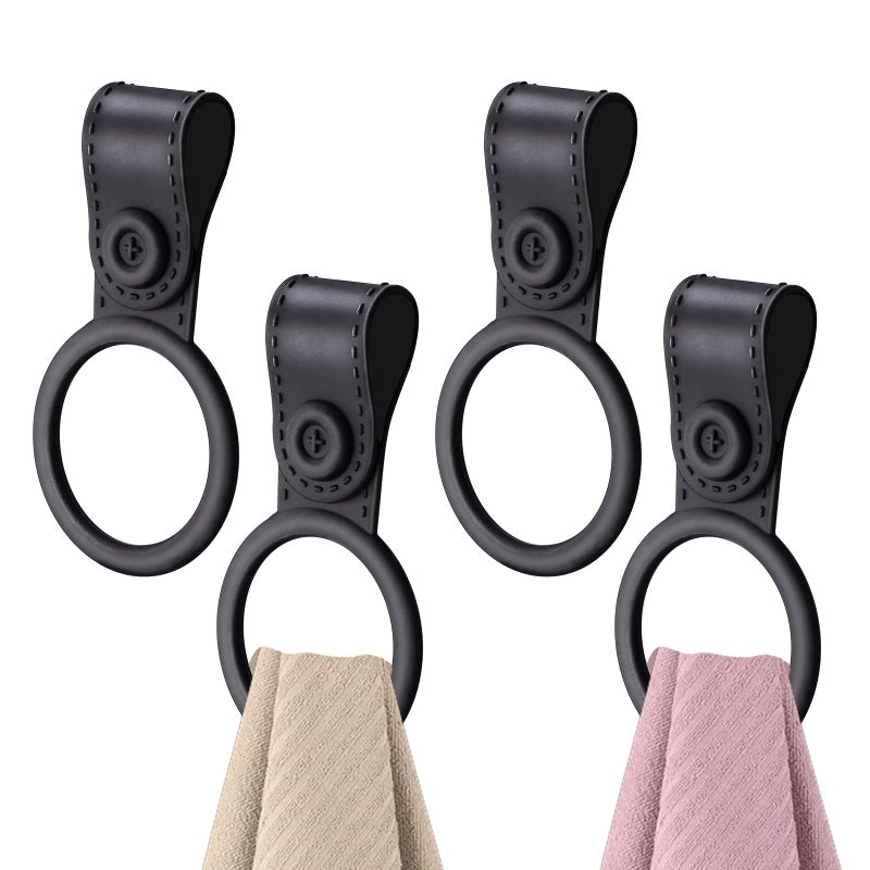Aecsze 4 Pack Silicone Kitchen Towel Holder â€“ Soft & Waterproof Bathroom and Dish Towel Holder, Towel Clips for Kitchen, Cabinet, Stove, Oven Handle or Rods (Black, Non-Slip & Heat Resistant) - Image 1
