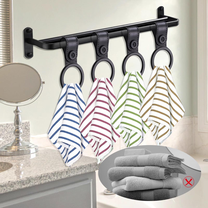 Aecsze 4 Pack Silicone Kitchen Towel Holder â€“ Soft & Waterproof Bathroom and Dish Towel Holder, Towel Clips for Kitchen, Cabinet, Stove, Oven Handle or Rods (Black, Non-Slip & Heat Resistant) - Image 5