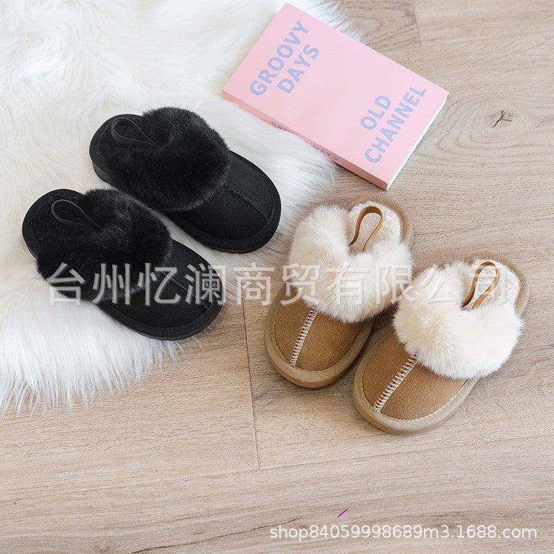 Children's Plush Slippers 2025 Autumn Korean Version Suede-Like Girls' Cotton Shoes Boys' Trendy Ins Lazy Style - Image 3