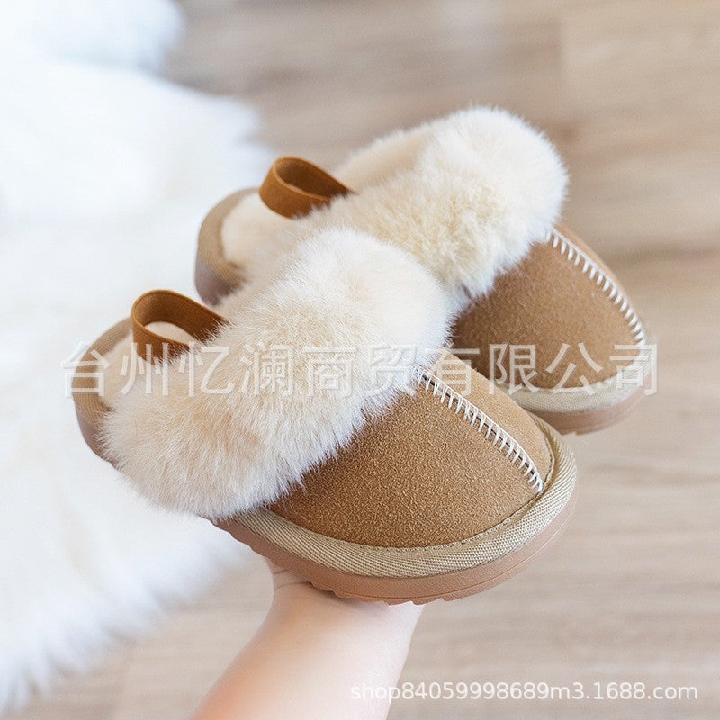 Children's Plush Slippers 2025 Autumn Korean Version Suede-Like Girls' Cotton Shoes Boys' Trendy Ins Lazy Style - Image 5