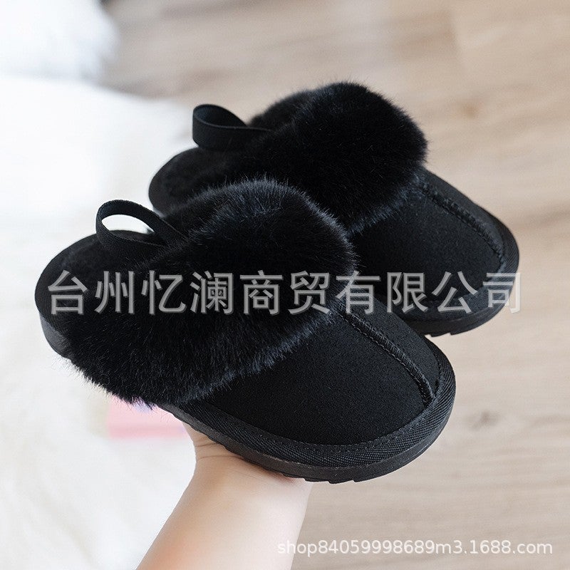 Children's Plush Slippers 2025 Autumn Korean Version Suede-Like Girls' Cotton Shoes Boys' Trendy Ins Lazy Style - Image 4
