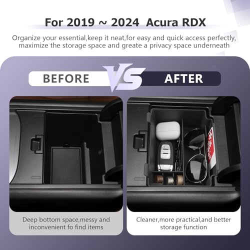 LUWU 2024 A cura RDX Center Console Organizer for 2019 2020 2021 2022 2023 2024 A cura RDX Accessories Armrest Console Storage Box Insert Tray ABS Material Black - Image 3