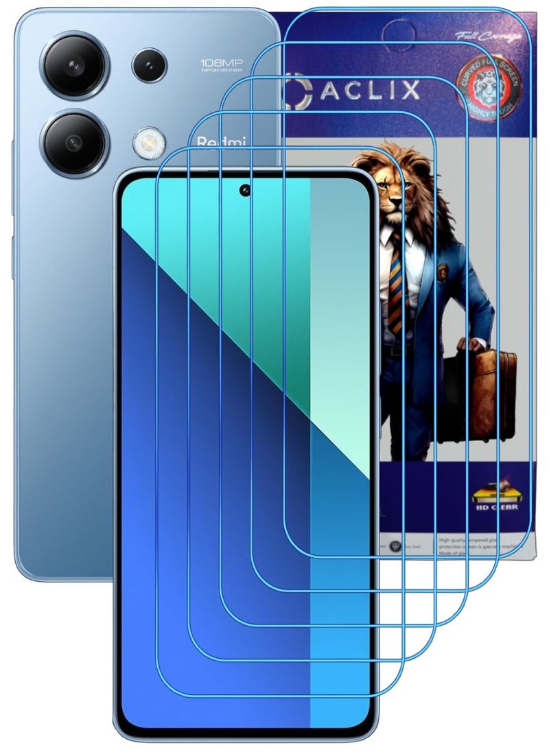 ACLIX 5 Pieces Antistatic ESD Dustproof Premium Quality High Definition Clear Tempered Glass Screen Protector Designed For Xiaomi Redmi Note 13 - Image 1