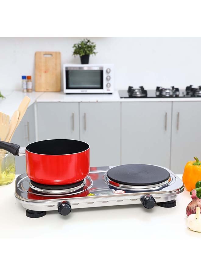 أولسنمارك موقد تسخين كهربائي مزدوج 2500 W OMHP2396 أسود/ فضي - Image 3