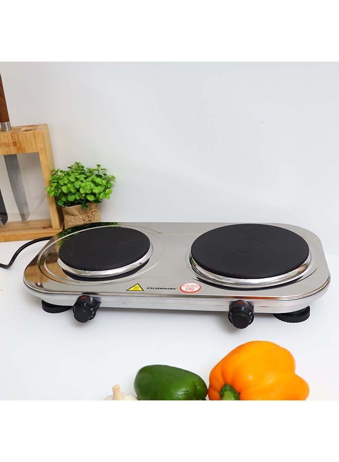أولسنمارك موقد تسخين كهربائي مزدوج 2500 W OMHP2396 أسود/ فضي - Image 2