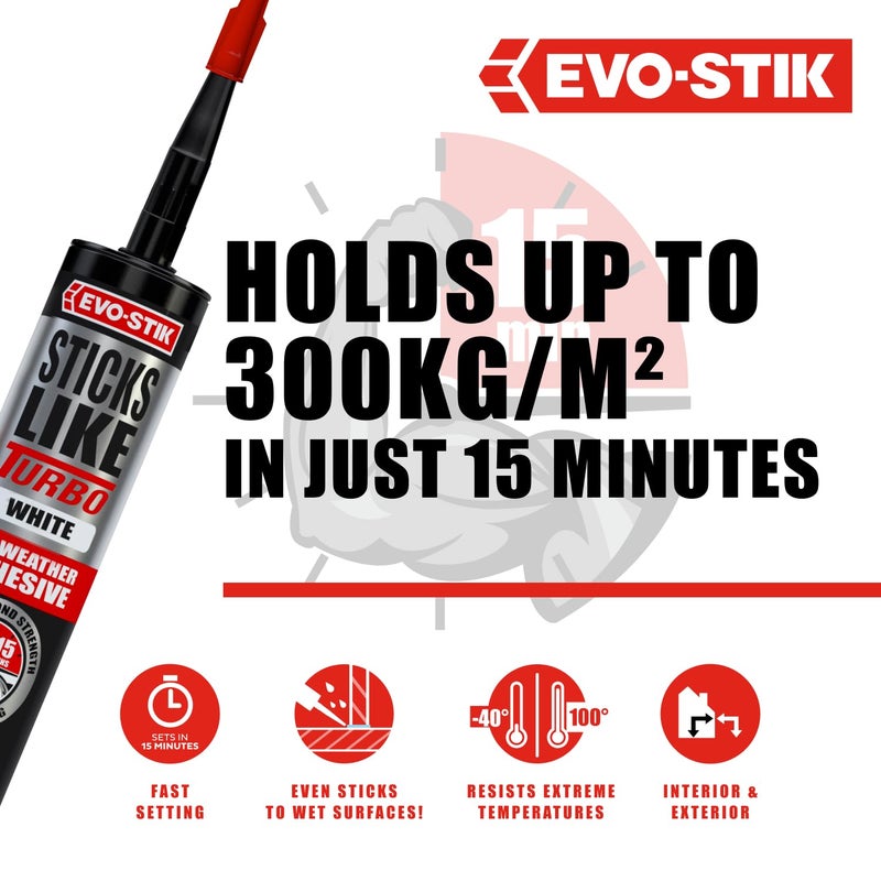 EVO-STIK Sticks Like Turbo Grab Adhesive - 290ML White - Image 3