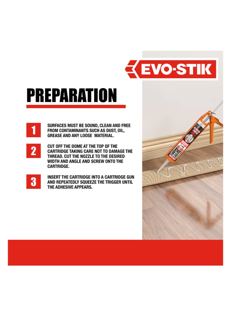 EVO-STIK - Sticks Like Turbo Adhesive, All Weather, Fast Setting, Extreme Temperature & Movement Resistant, White, 290ml - Image 1