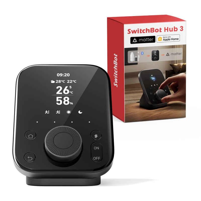 SwitchBot Hub 3 3rd Gen Smart Home Command Center Screen Physical Dial IR Remote Hub for TVsACS TempHumidity Sensor 02C Matter Bridge Bluetooth 200m Works on 24GHz WiFi - Image 2
