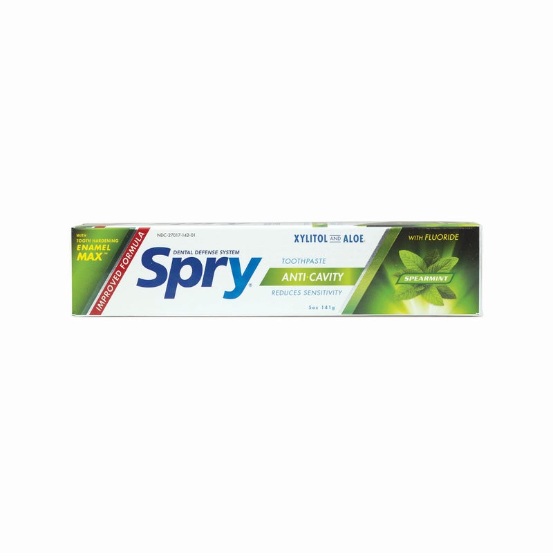 Spry Natural Xylitol Toothpaste 5oz for Adults and Kids with Fluoride, Gentle for Sensitive Teeth Whitening and Remineralizing, Breath Freshening, Mouth Moisturizing, Spearmint (Pack of 1) - Image 2