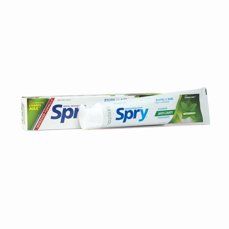 Spry Natural Xylitol Toothpaste 5oz for Adults and Kids with Fluoride, Gentle for Sensitive Teeth Whitening and Remineralizing, Breath Freshening, Mouth Moisturizing, Spearmint (Pack of 1) - Image 1