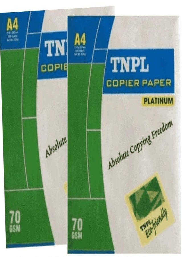 TNPL A4 Size Sheets 70 GSM Blank White Copier Printer Xerox Paper - Pack of 2 Reams (2 x 500 Sheets) - Image 1