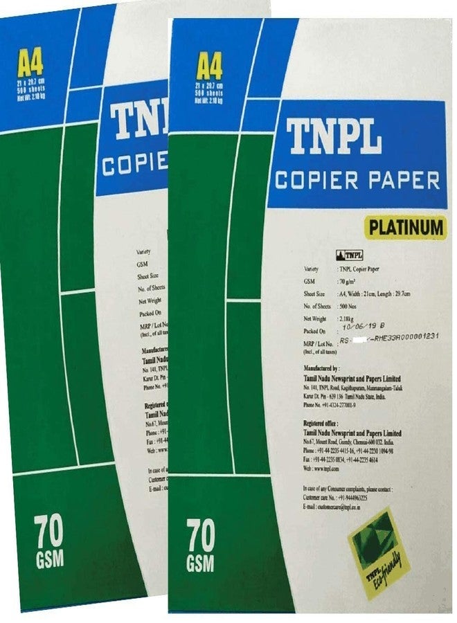 TNPL A4 Size Sheets 70 GSM Blank White Copier Printer Xerox Paper - Pack of 2 Reams (2 x 500 Sheets) - Image 2
