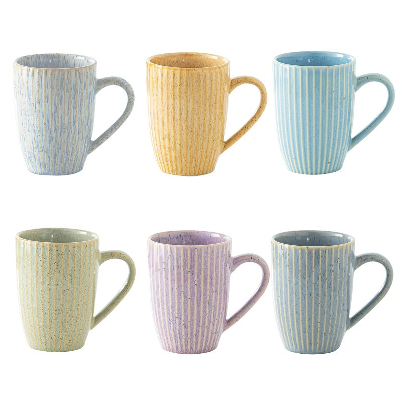 Yundu 16 oz Coffee Mugs Set of 6, Large Coffee Cups, Ceramics Mug with Handle, Cups foe Latte, Tea, Cappucino - Assorted Colors - Image 1