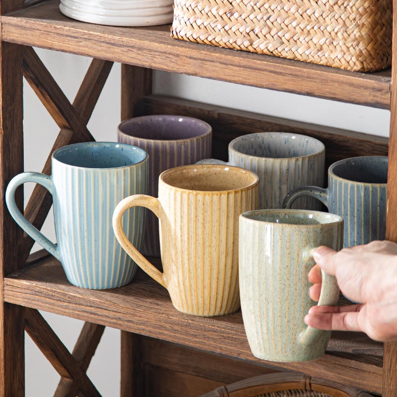 Yundu 16 oz Coffee Mugs Set of 6, Large Coffee Cups, Ceramics Mug with Handle, Cups foe Latte, Tea, Cappucino - Assorted Colors - Image 5