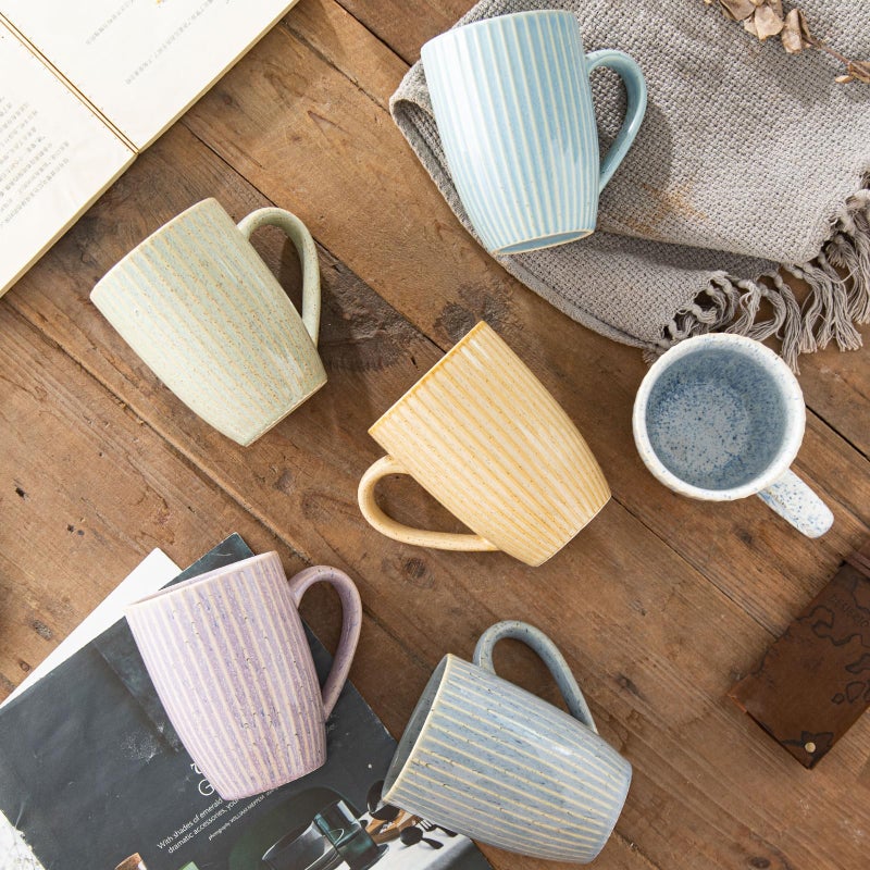 Yundu 16 oz Coffee Mugs Set of 6, Large Coffee Cups, Ceramics Mug with Handle, Cups foe Latte, Tea, Cappucino - Assorted Colors - Image 3
