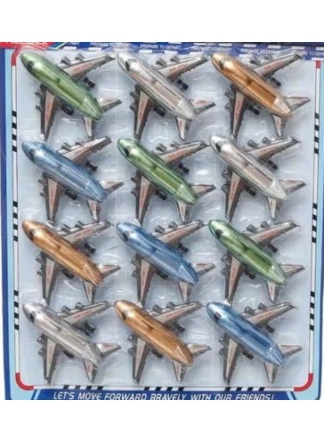12-piece realistic toy airplane set, durable metal frame, multi-colored, perfect gift for children. - Image 2