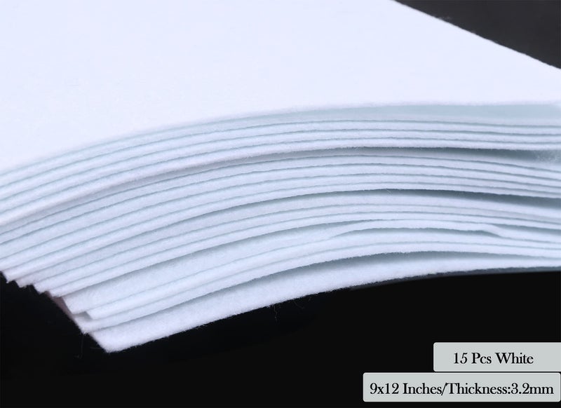 YYCRAFT Super Thick Stiff Felt Sheets Thick Felt 9 Inch X 12 Inch (Thickness:3.2mm) - 15 Pcs Pack, White - Image 2