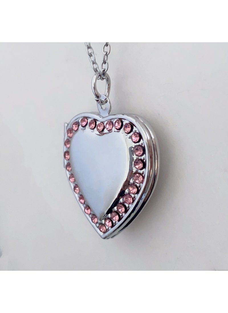 Generic Multicolor Crystal Heart DIY Locket Pendant Titanium Necklace A63-20-38 pink pendant titanium steel chain 