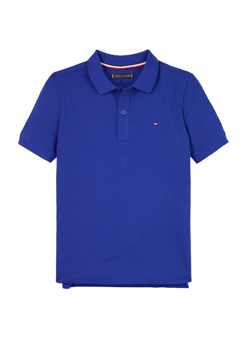 TOMMY HILFIGER - Boys' Essential Flag Embroidery Regular Fit Polo - Cotton, Blue - Image 1