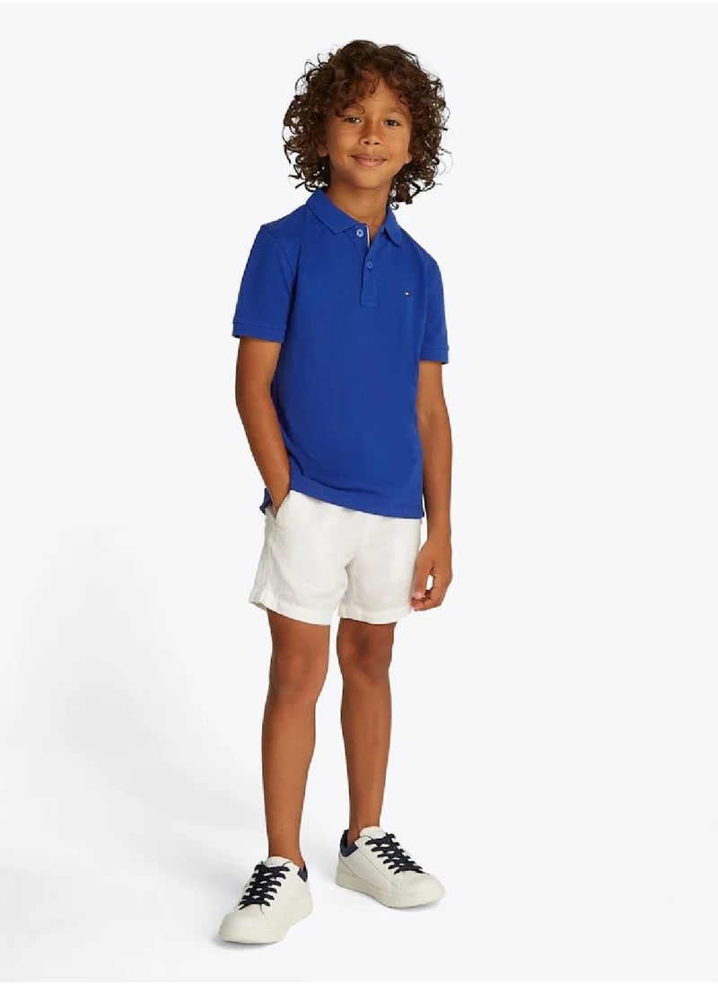 TOMMY HILFIGER Boys' Essential Flag Embroidery Regular Fit Polo - Cotton, Blue