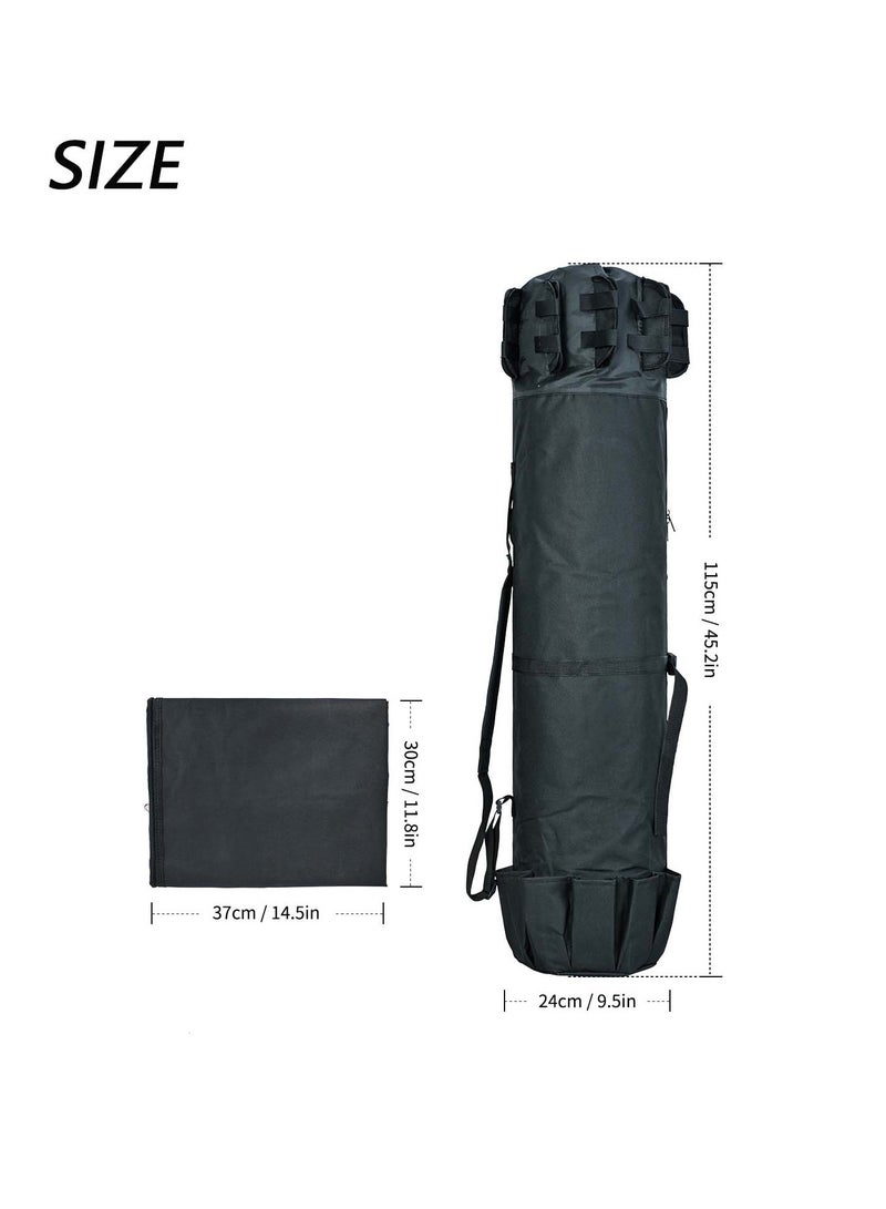 SYOSI Durable Folding Fishing Rod Bag, with Rod Holder Waterproof Fishing Pole Case Rod Bag Holds 5 Poles Tavel Case Large Capacity Organizer Fishing Gear Bag Gifts for Men(Black)  - Image 4