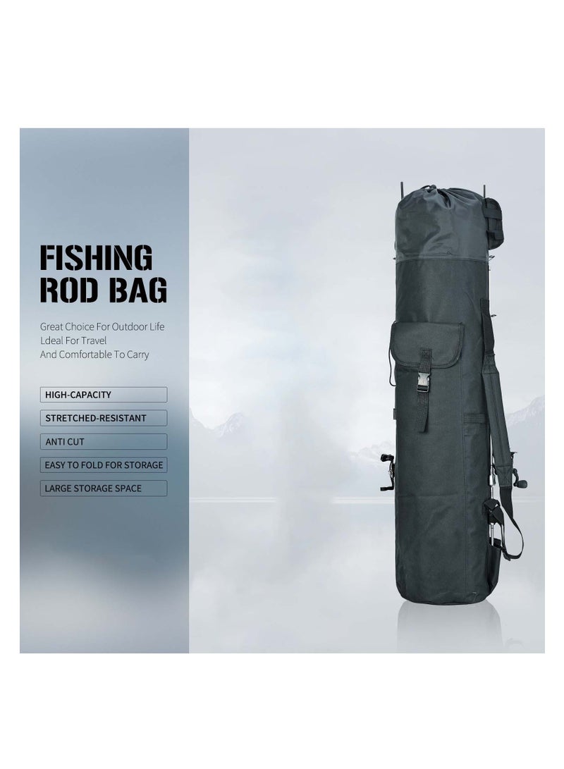 SYOSI Durable Folding Fishing Rod Bag, with Rod Holder Waterproof Fishing Pole Case Rod Bag Holds 5 Poles Tavel Case Large Capacity Organizer Fishing Gear Bag Gifts for Men(Black)  - Image 3