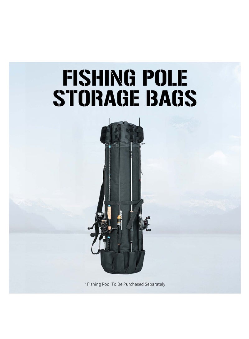 SYOSI Durable Folding Fishing Rod Bag, with Rod Holder Waterproof Fishing Pole Case Rod Bag Holds 5 Poles Tavel Case Large Capacity Organizer Fishing Gear Bag Gifts for Men(Black)  - Image 2