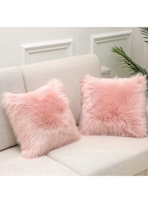 اغطية مخدات زينة من الفرو الصناعي الفاخر للديكور المنزلي 50×50سم، اغطية مخدات مربعة ناعمة منفوشة من الفرو الصناعي من القطيفة لغرفة المعيشة والكنبة وغرفة النوم 20×20بوصة، طقم من قطعتين