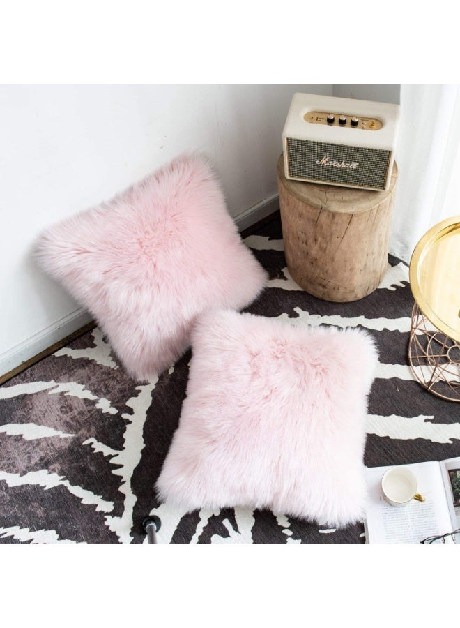 ناما اغطية مخدات زينة من الفرو الصناعي الفاخر للديكور المنزلي 50×50سم، اغطية مخدات مربعة ناعمة منفوشة من الفرو الصناعي من القطيفة لغرفة المعيشة والكنبة وغرفة النوم 20×20بوصة، طقم من قطعتين - Image 3