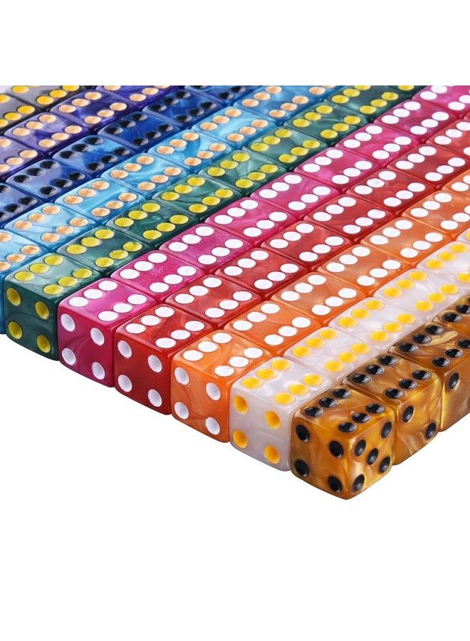 AUSTOR 100 Pieces 6 Sided Dice Set 10 X 10 Pearl Colors Square Corner Dice With Velvet Pouch For Tenzi, Farkle, Yahtzee, Bunco Or Teaching Math  - Image 3