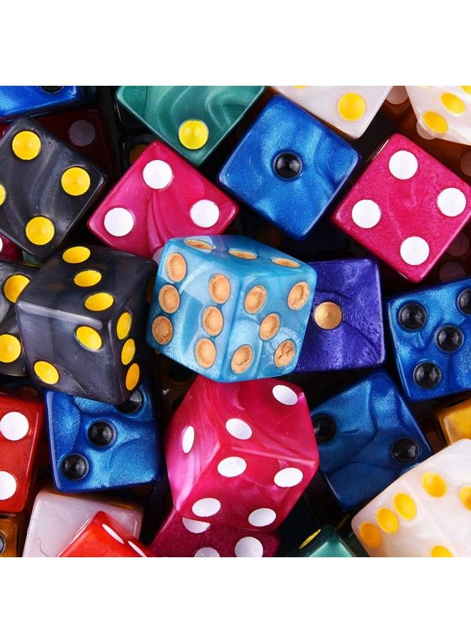 AUSTOR 100 Pieces 6 Sided Dice Set 10 X 10 Pearl Colors Square Corner Dice With Velvet Pouch For Tenzi, Farkle, Yahtzee, Bunco Or Teaching Math  - Image 5