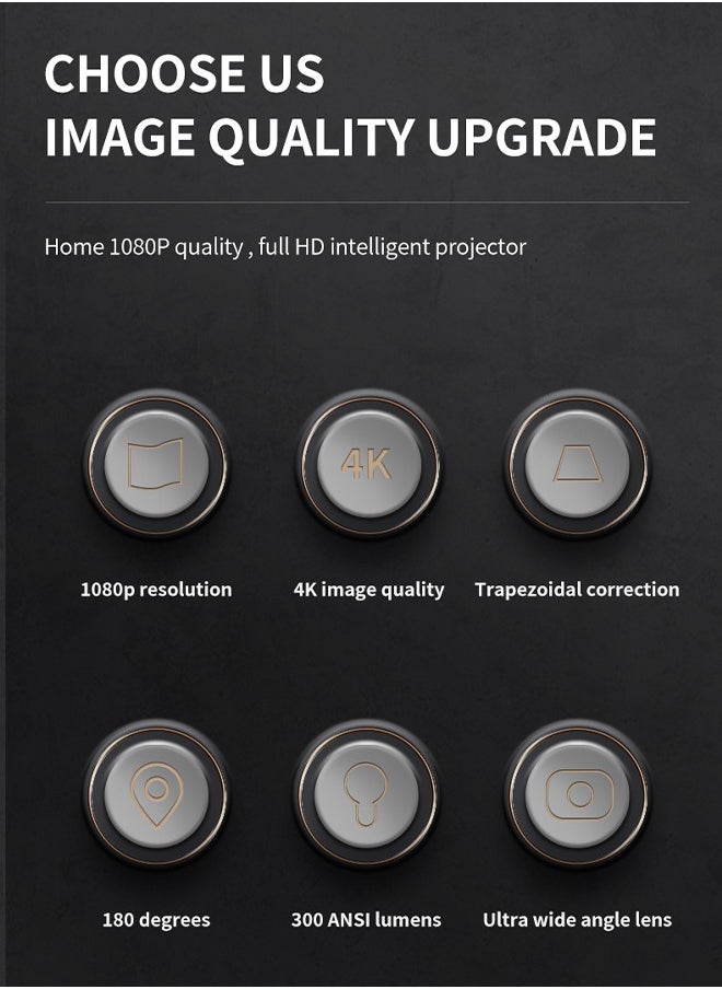 داريو - جهاز عرض محمول ذكي 5G بدقة HD 1080P - يدعم 4K، WiFi6، بلوتوث 5.0، أندرويد 11، تصحيح الزاوية التلقائي - متوافق مع أندرويد/آي أو إس/صندوق التلفاز/HDMI/USB/وحدة تحكم PS4/PS5/آيفون/سامسونج/هواوي/شياومي - Image 1