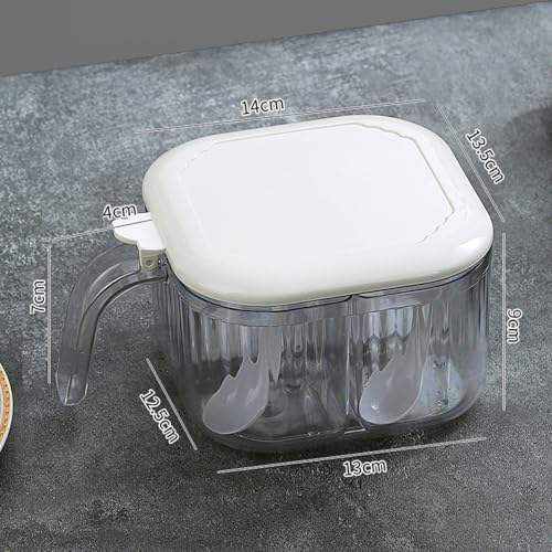 HoopVool 4-Compartment Clear Acrylic Spice Box with Spoon, Transparent Seasoning Box for Kitchen Countertop Storage Multipurpose Spice Organizer for Salt, Sugar, Pepper, Herbs, and More (White) - Image 3
