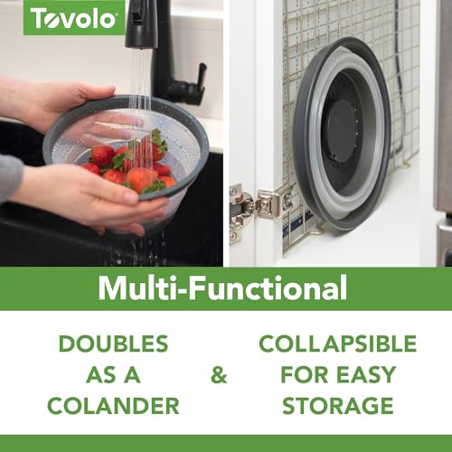 Tovolo غطاء ميكروويف توفولو للطعام، 3 عبوات (فحم) - غطاء سيليكون قابل للطي ومهوى - غطاء طبق وأطباق ميكروويف مع مقبض - أداة مطبخ خالية من BPA لتحضير الوجبات - Image 4