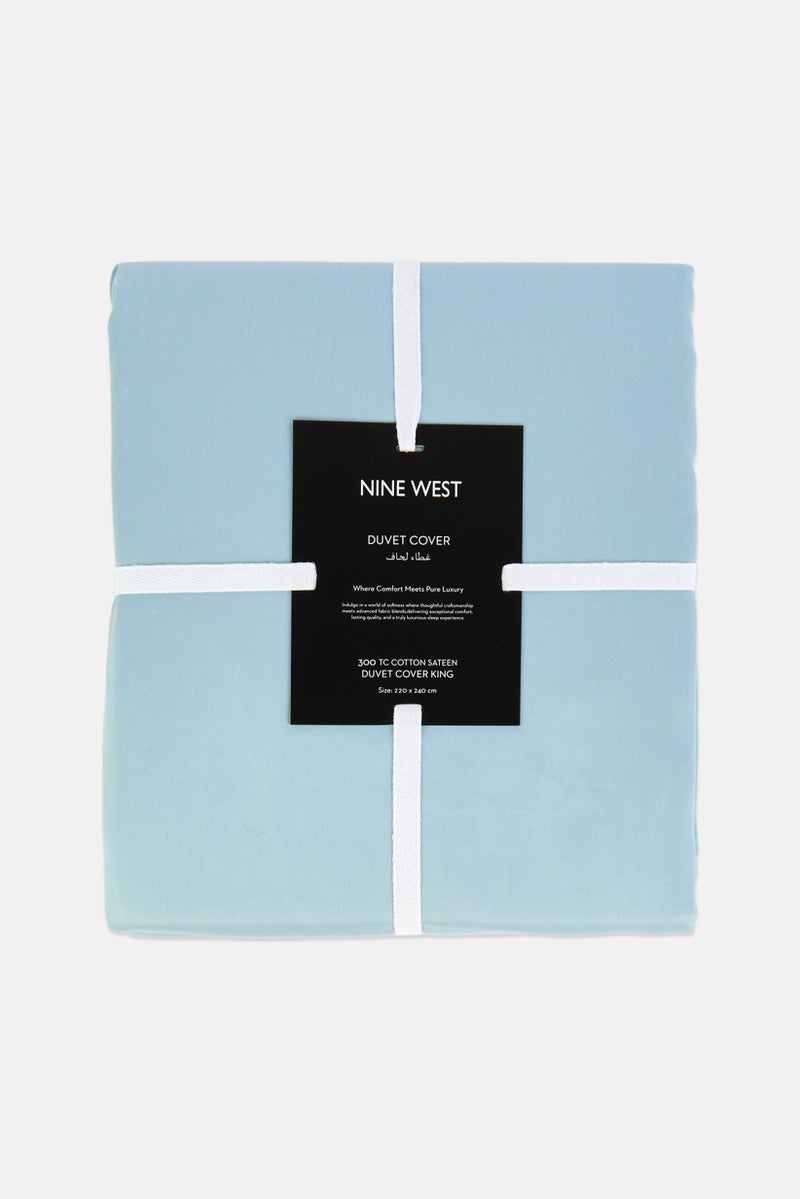 NINE WEST King Size Plain Duvet Cover, Blue - Image 1