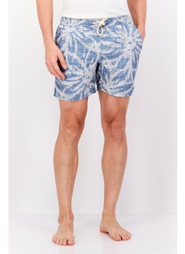 Paperbacks Men Drawstring Allover Print Swim Short, Pale Blue  - Image 1