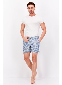Paperbacks Men Drawstring Allover Print Swim Short, Pale Blue  - Image 3