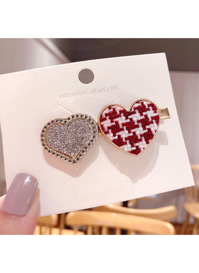 NIBEMINENT - Stone Studded Double Heart Hairpin - Image 1