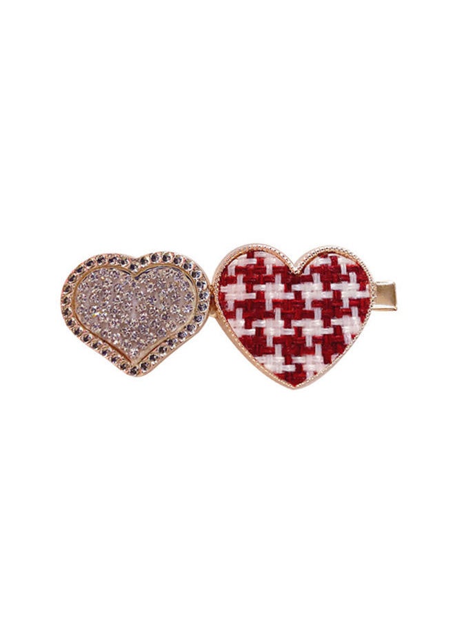 NIBEMINENT - Stone Studded Double Heart Hairpin - Image 1